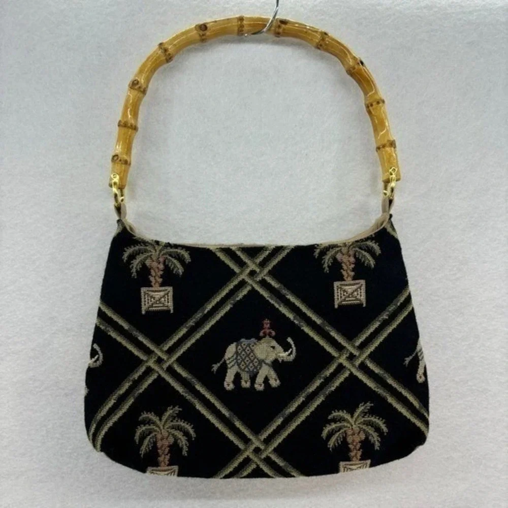 Tapestry Elephant Purse Palm Tree Bamboo Vintage Hobo Handbag Indie Boho Retro